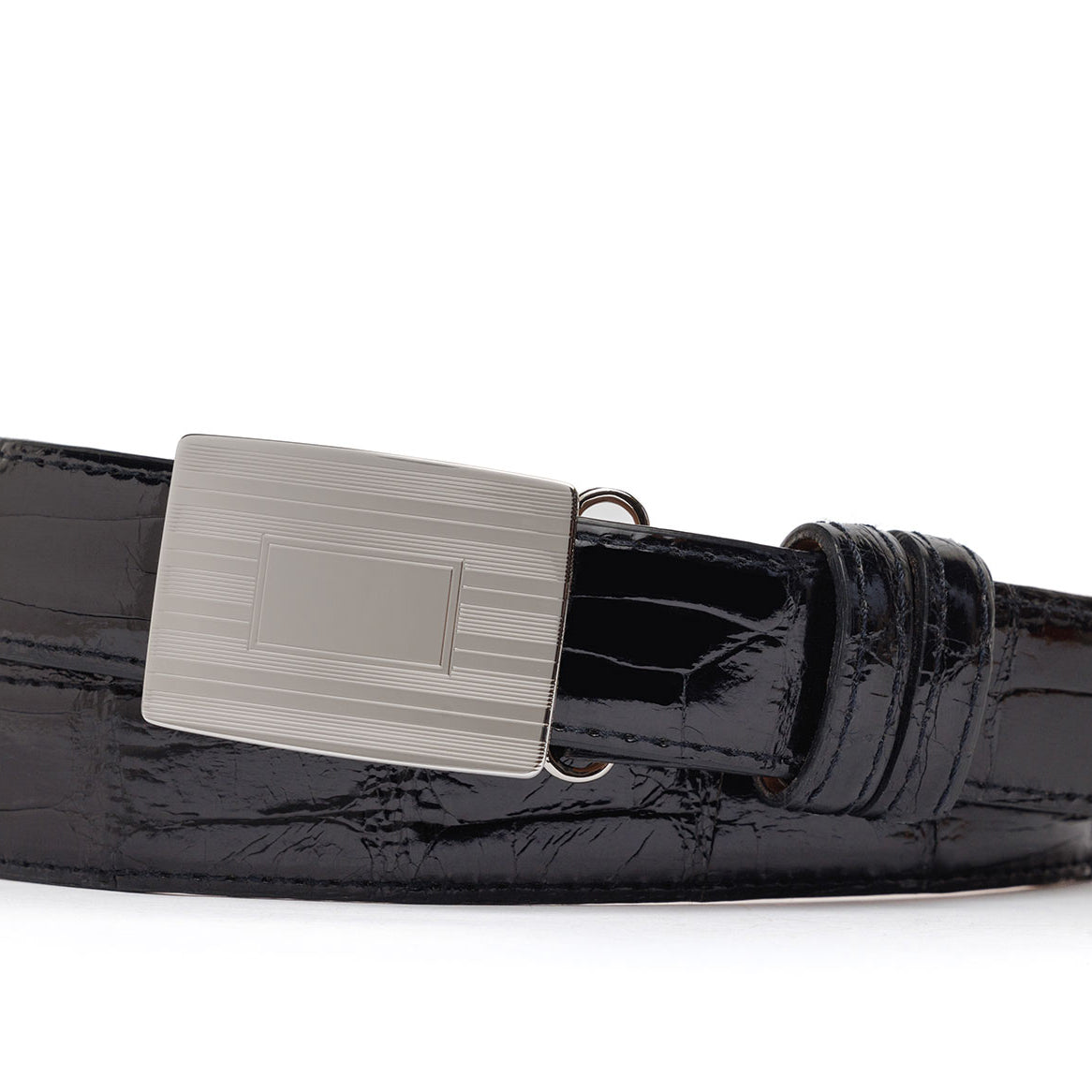 Glazed American Alligator Slide Strap with Compression Buckle