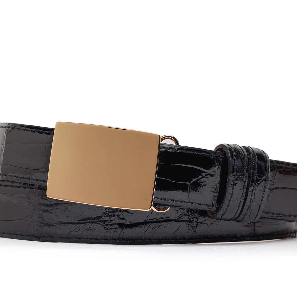 Glazed American Alligator Slide Strap with Compression Buckle
