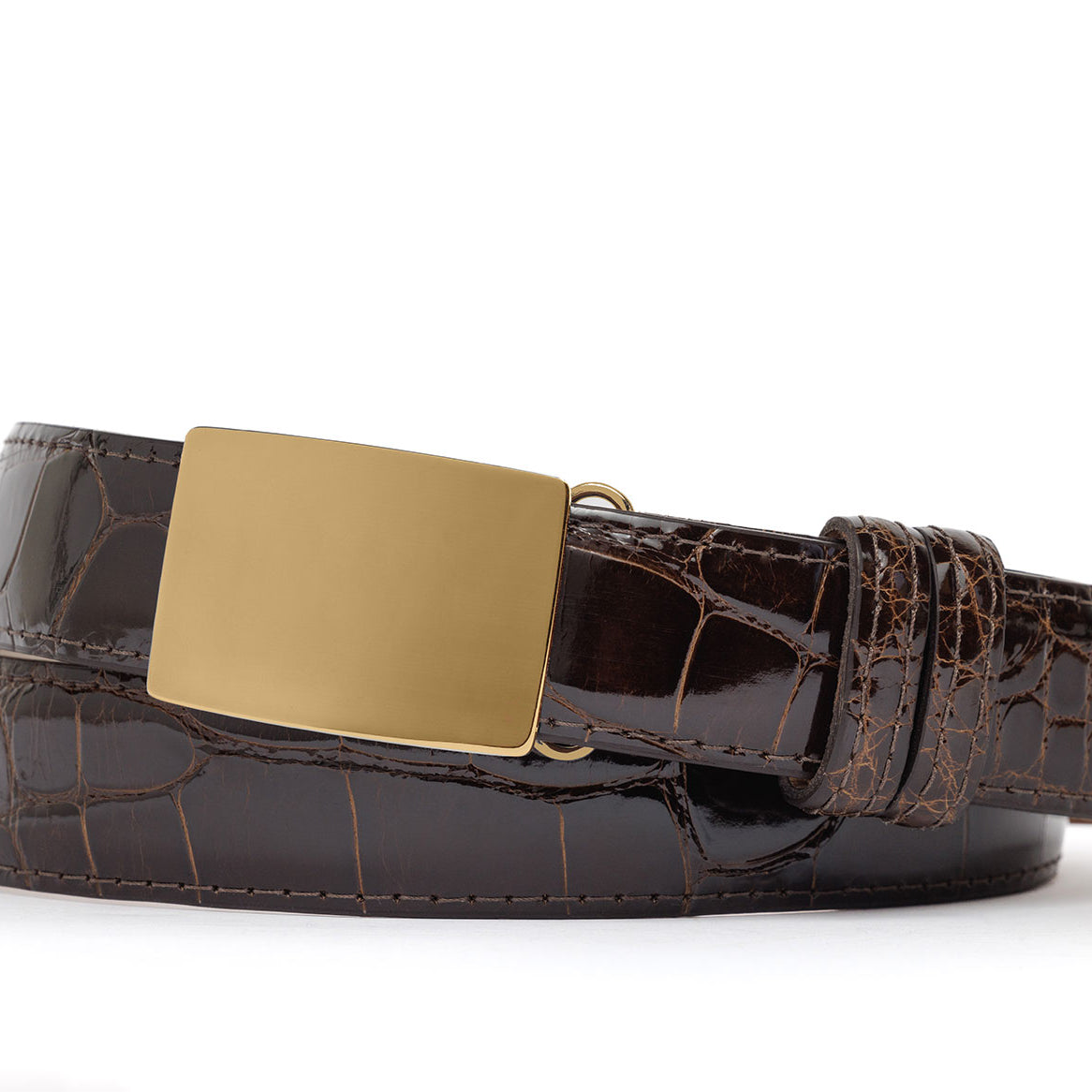 Glazed American Alligator Slide Strap with Compression Buckle