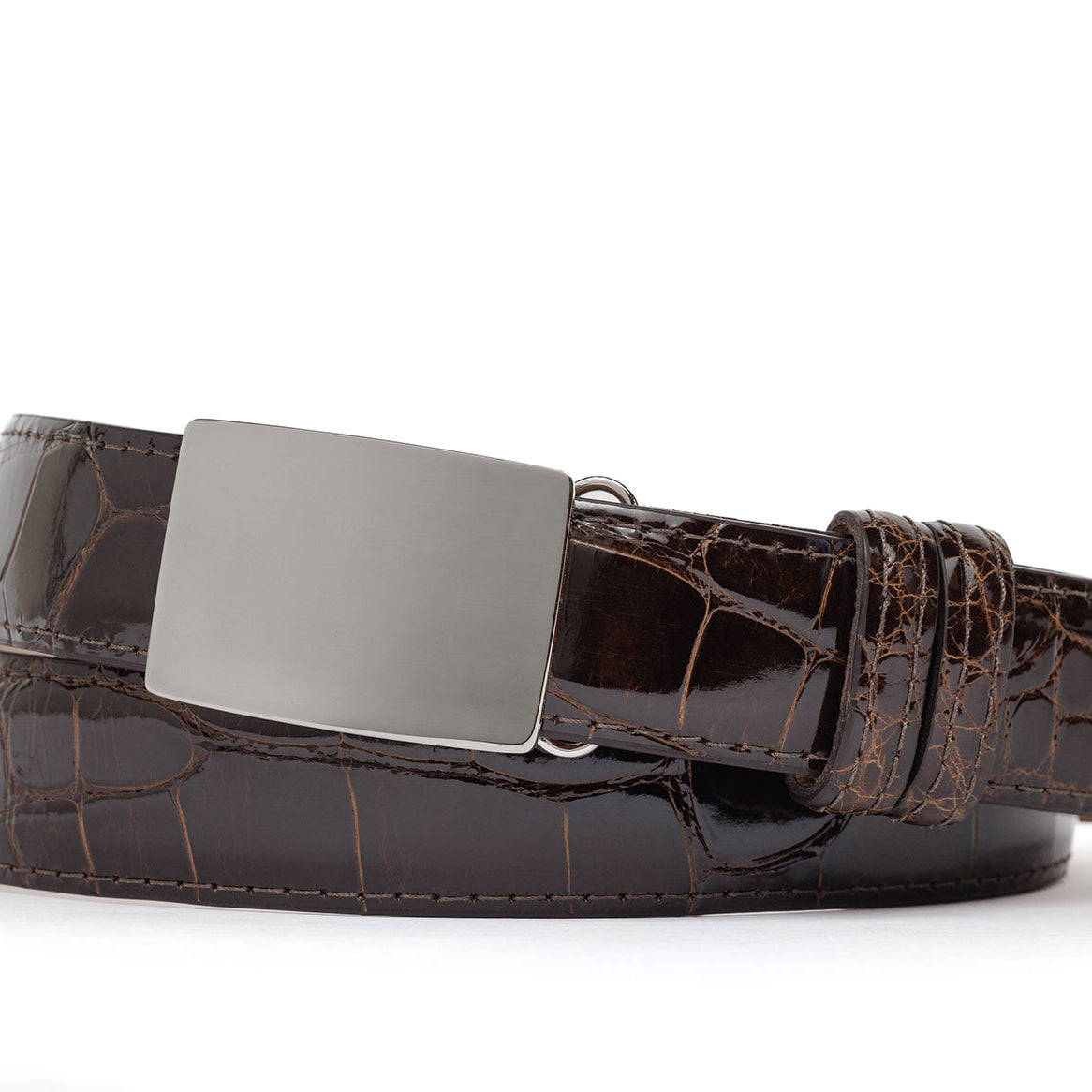 Glazed American Alligator Slide Strap with Compression Buckle