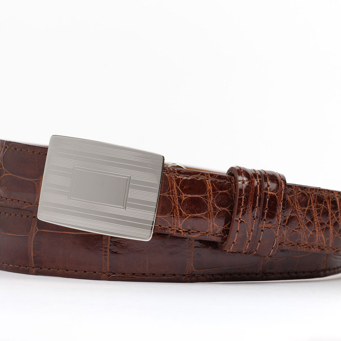 Glazed American Alligator Slide Strap with Compression Buckle