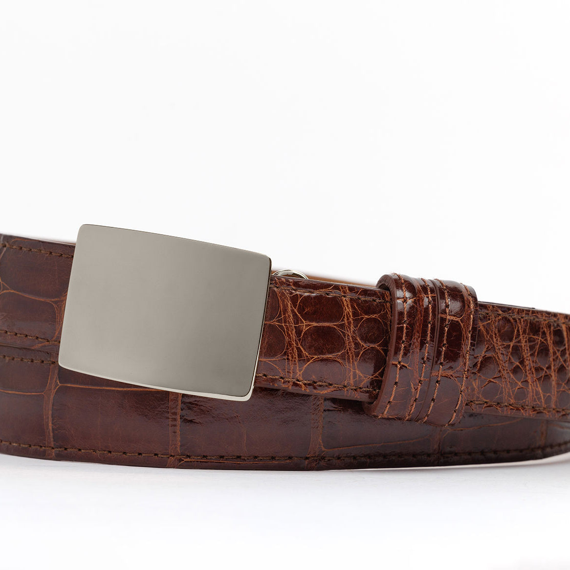 Glazed American Alligator Slide Strap with Compression Buckle