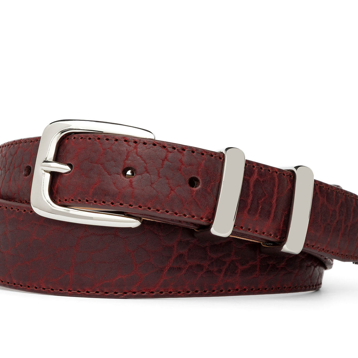 Tapered Bison Belt with Nickel Tip Set Buckle