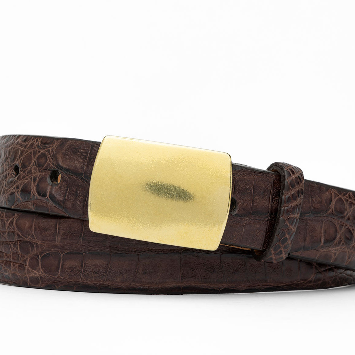 Matte Caiman Crocodile Belt with Solid Brass Buckle