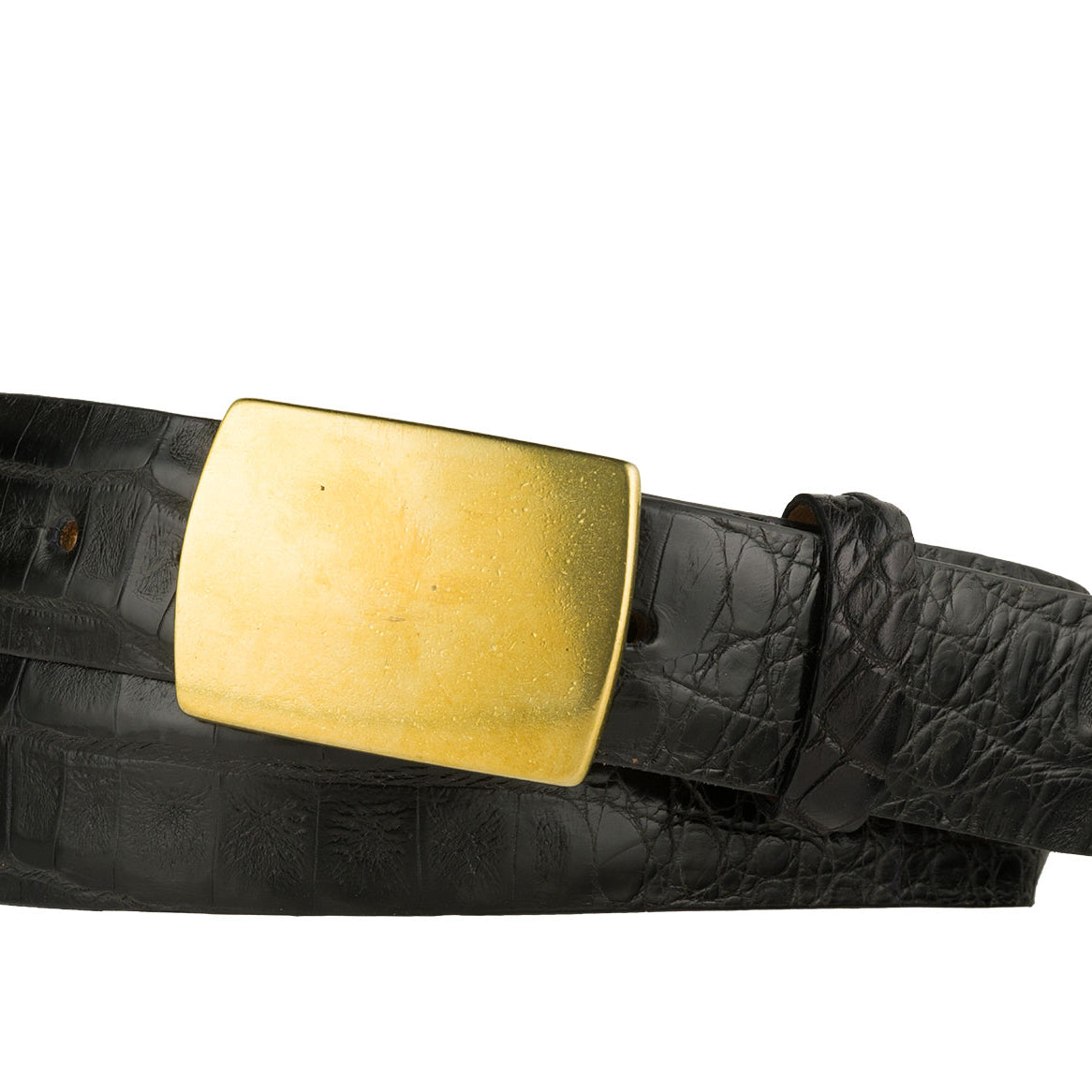 Matte Caiman Crocodile Belt with Solid Brass Buckle