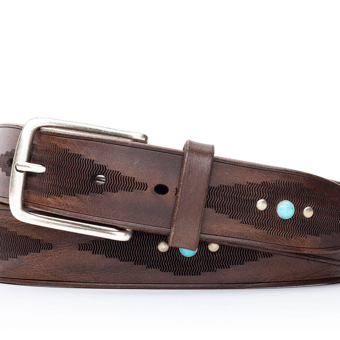 Italian Navajo Ranch Calf Belt with Antique Silver Buckle