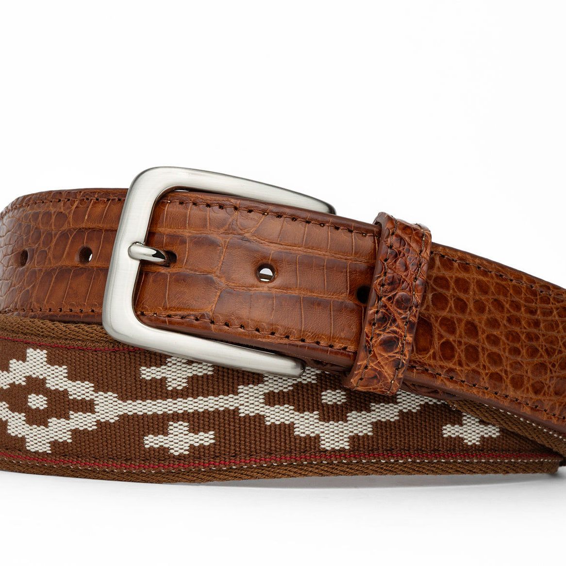 Satillo Belt with Croc Tabs and Brushed Nickel Buckle