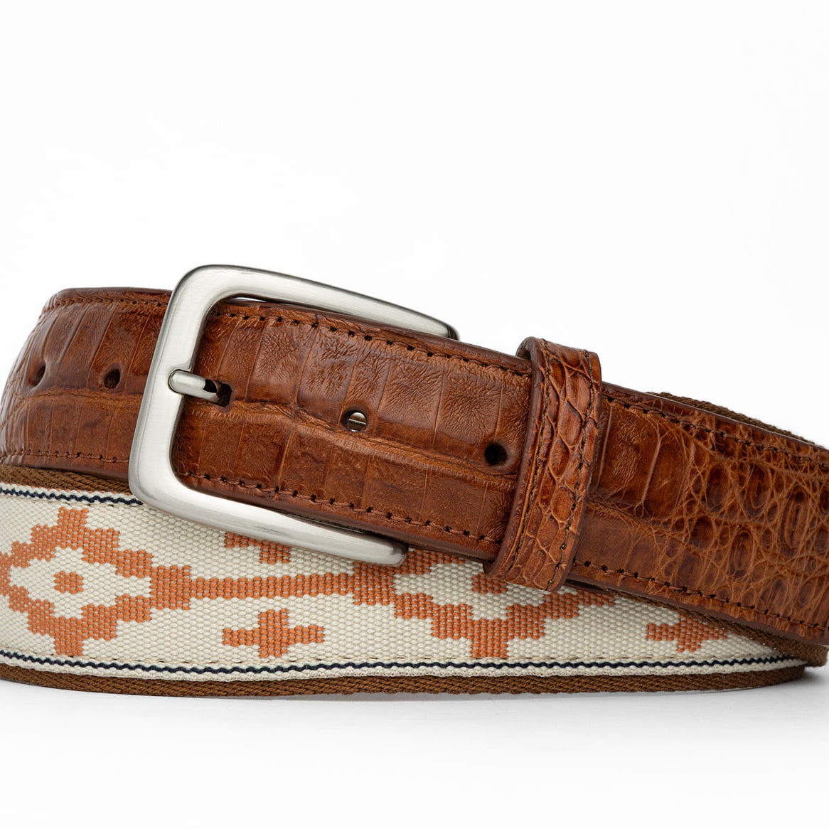 Satillo Belt with Croc Tabs and Brushed Nickel Buckle