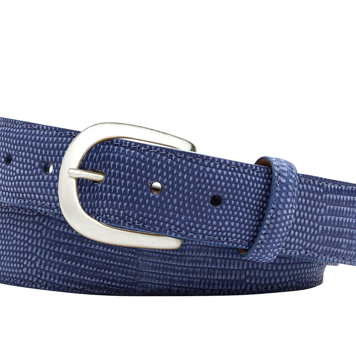 Nubuck Lizard Belt with Antique Silver Buckle