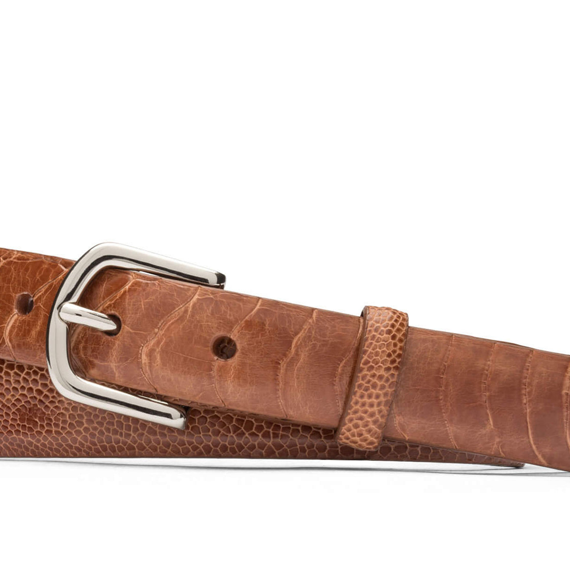 Ostrich Leg Belt with Nickel Buckle