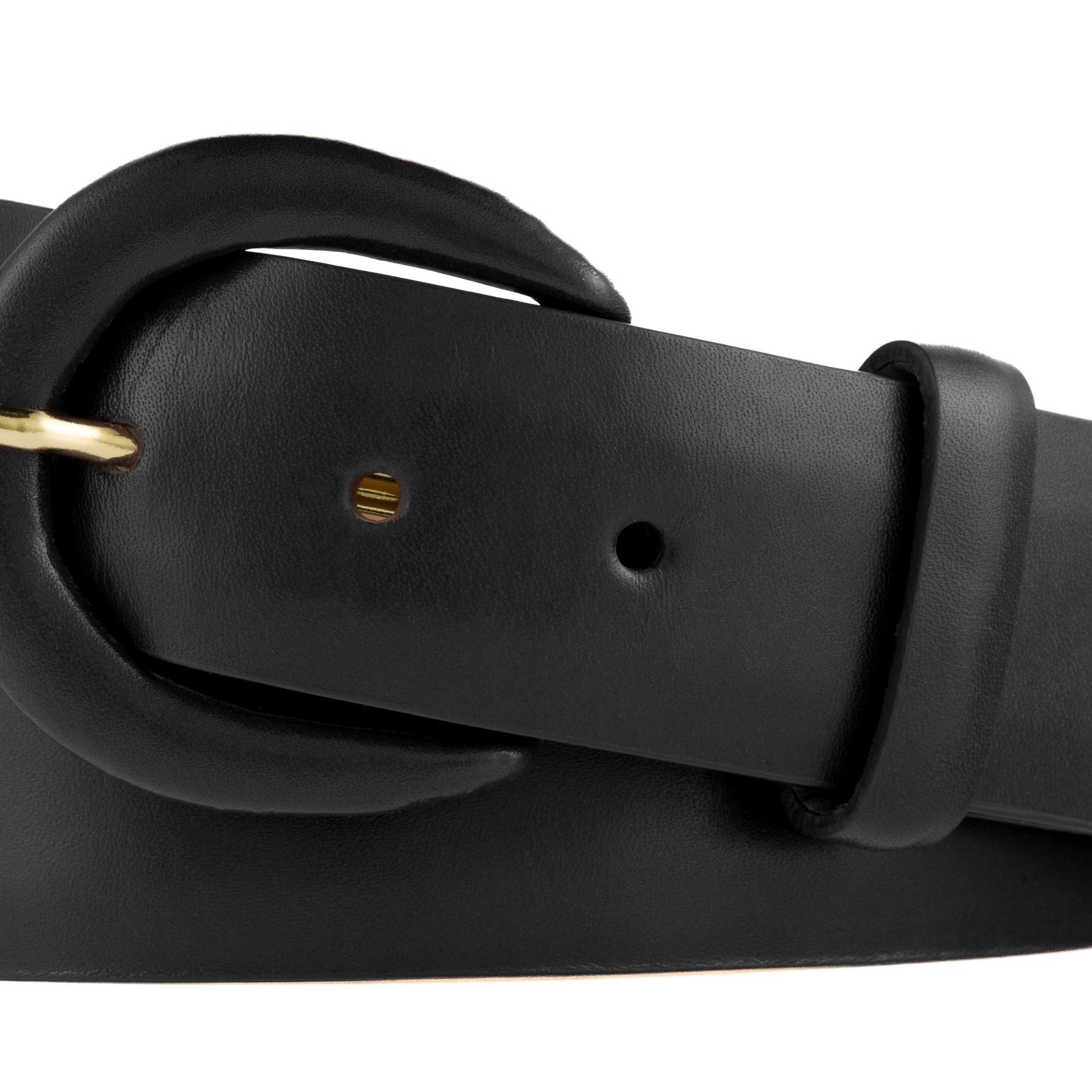 Monte Carlo Calf Belt with Covered Crescent Buckle - Black