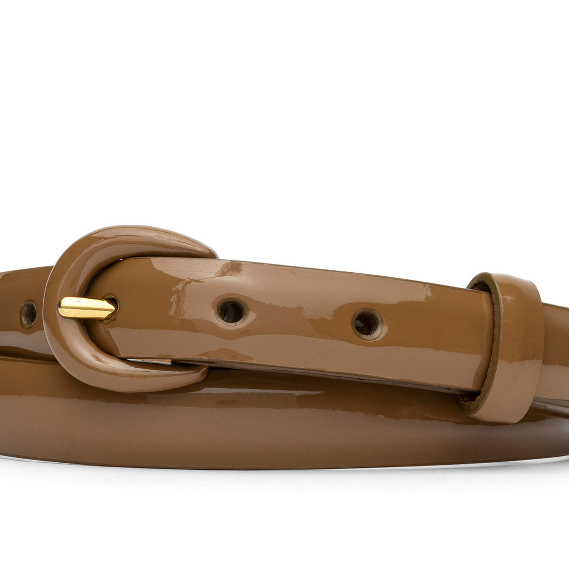 Patent Leather Belt with Covered Crescent Buckle