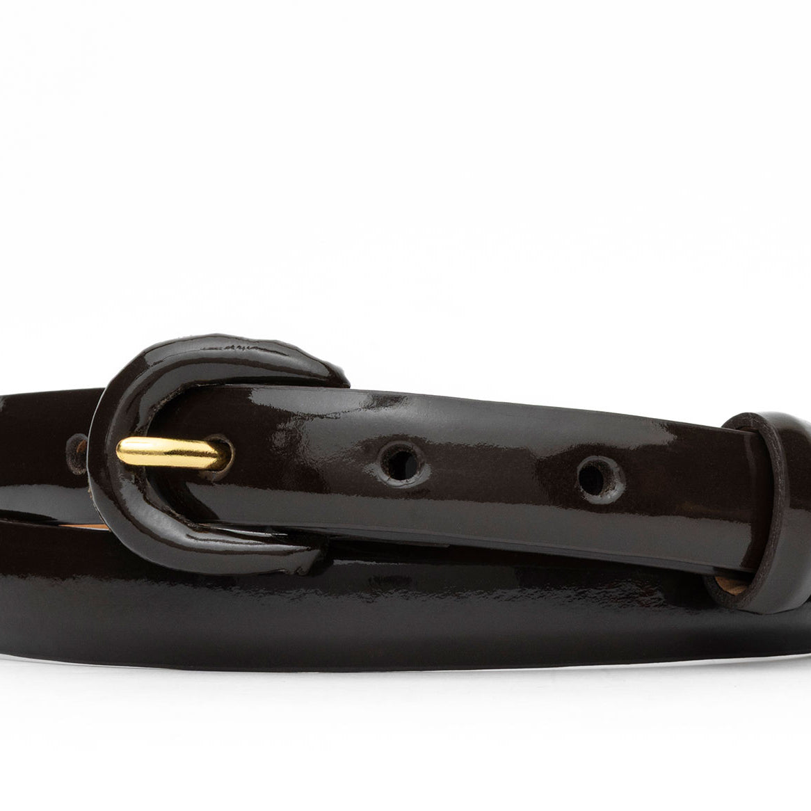 Patent Leather Belt with Covered Crescent Buckle