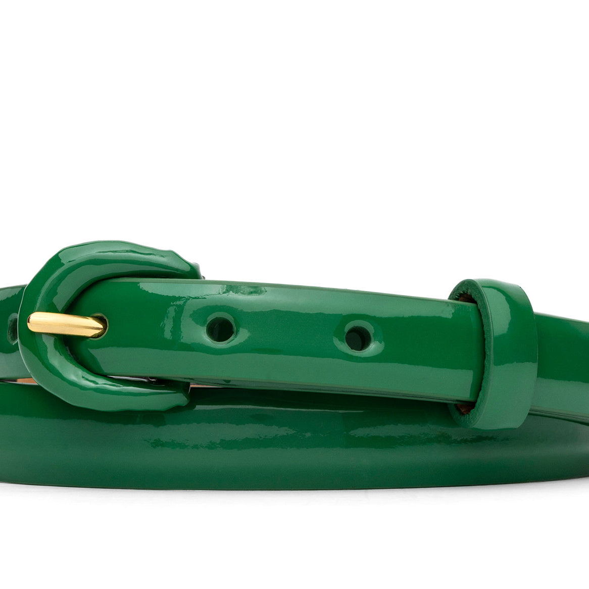 Patent Leather Belt with Covered Crescent Buckle