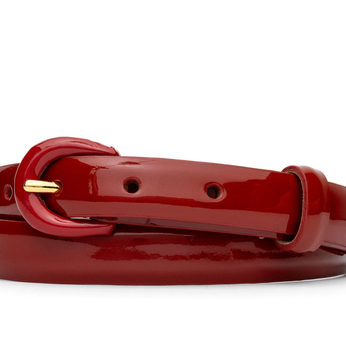Patent Leather Belt with Covered Crescent Buckle