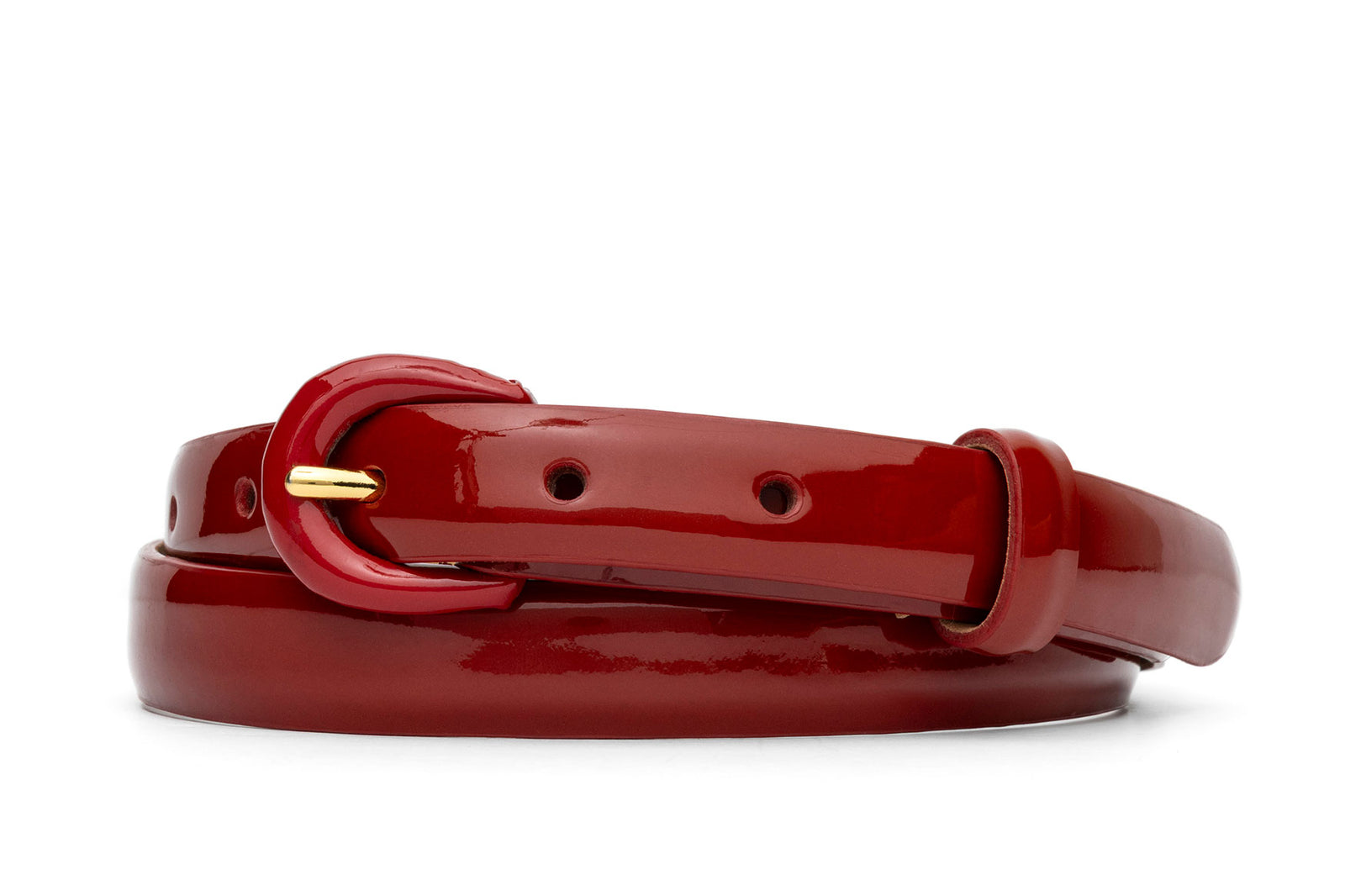 Patent Leather Belt with Covered Crescent Buckle