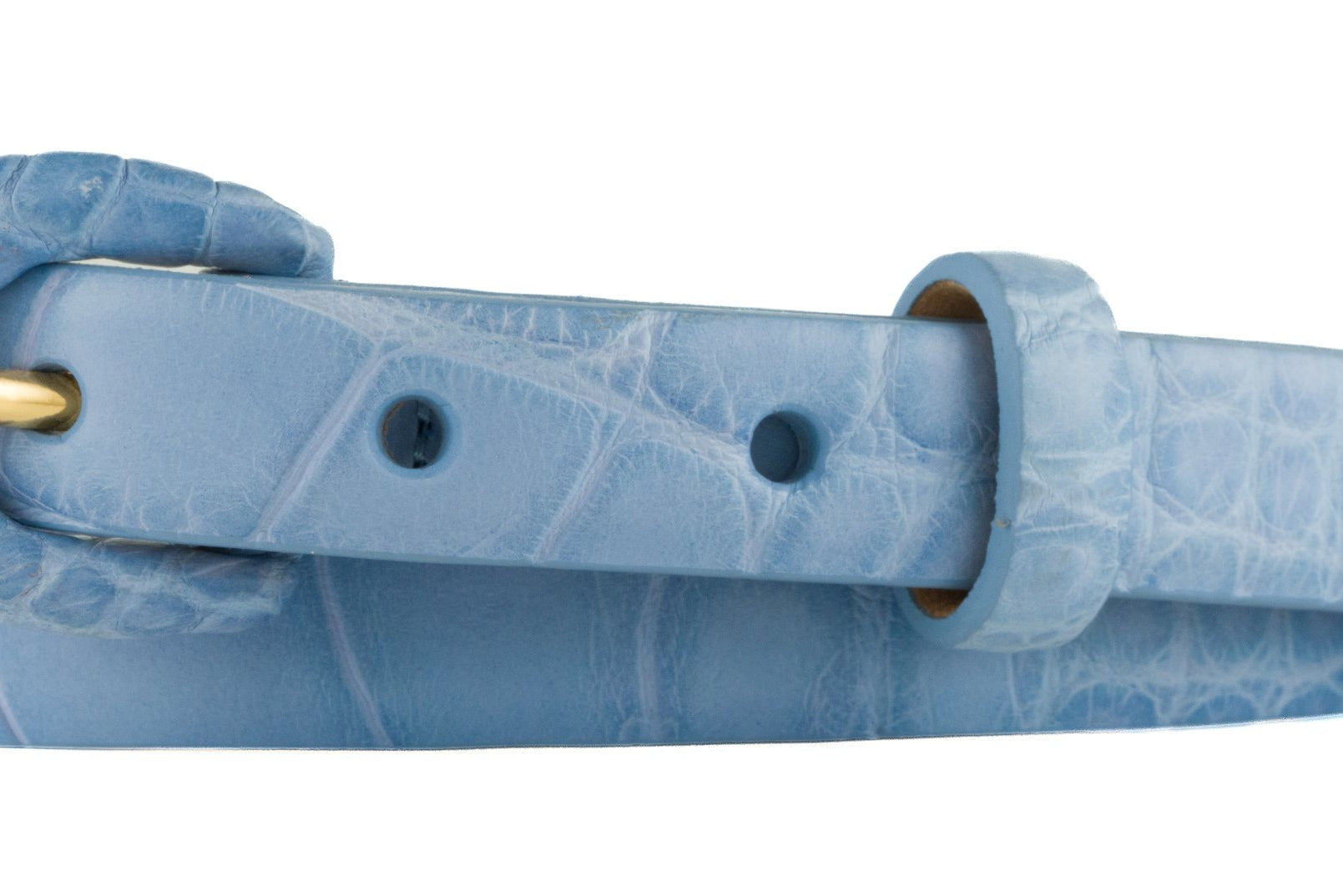 5/8" Matte Alligator Belt with Covered Crescent Buckle - Carolina Blue