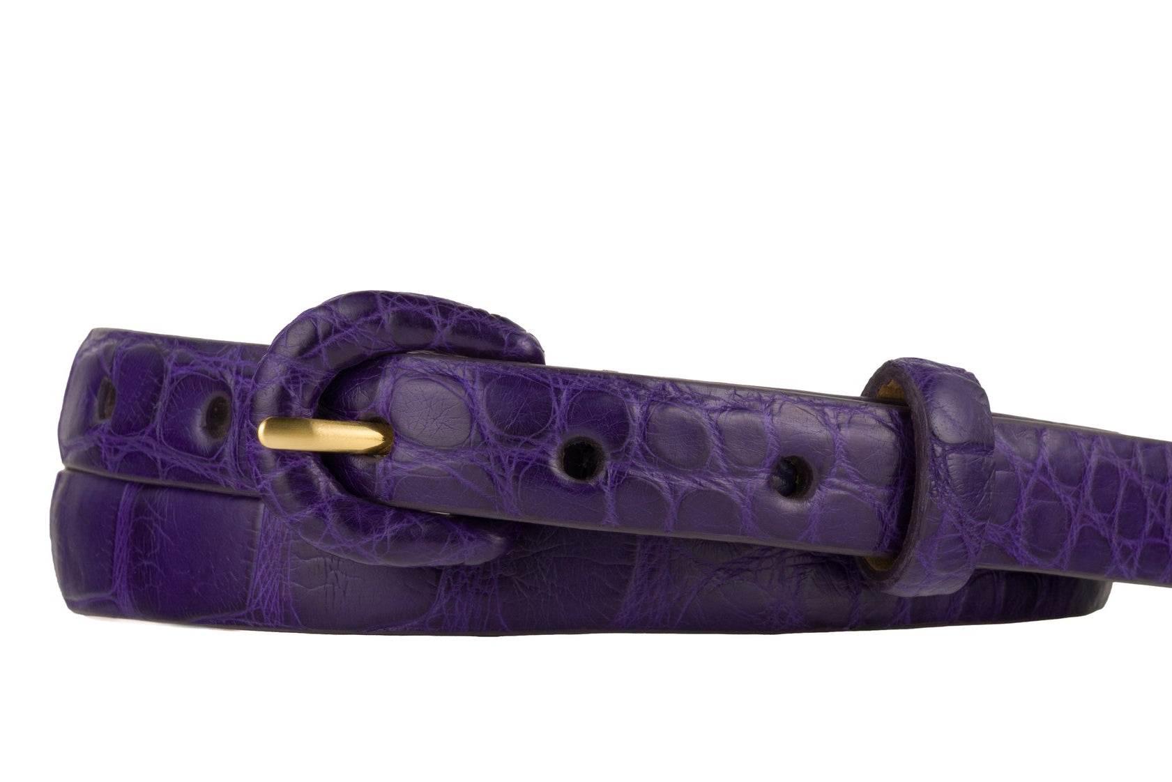 5/8" Matte Alligator Belt with Covered Crescent Buckle - Violet