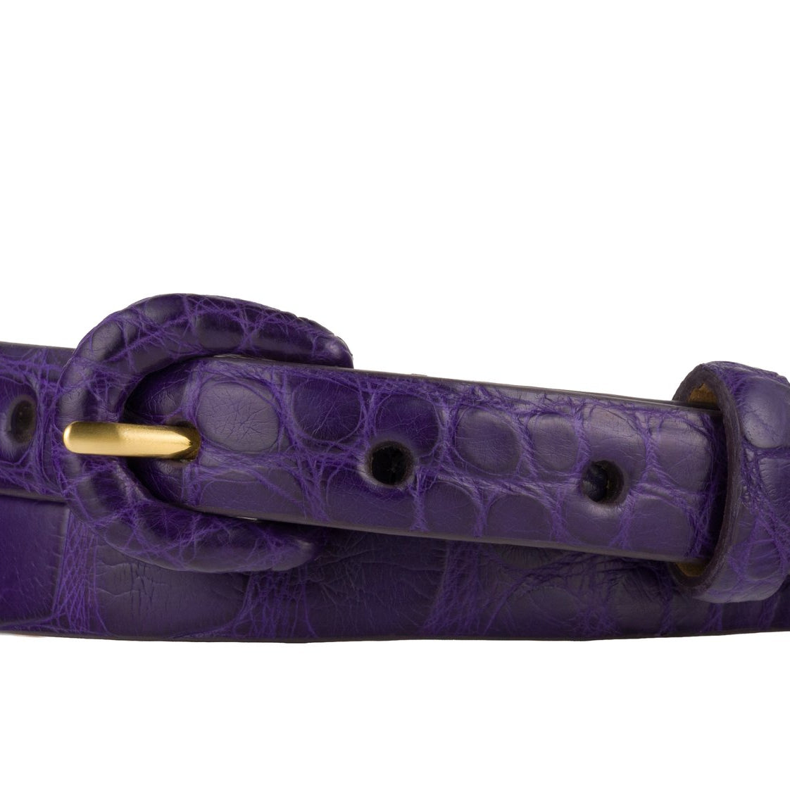 5/8" Matte Alligator Belt with Covered Crescent Buckle - Violet
