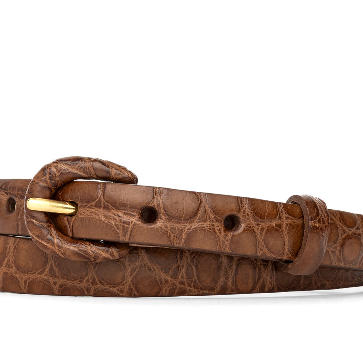 5/8" Matte Alligator Belt with Covered Crescent Buckle