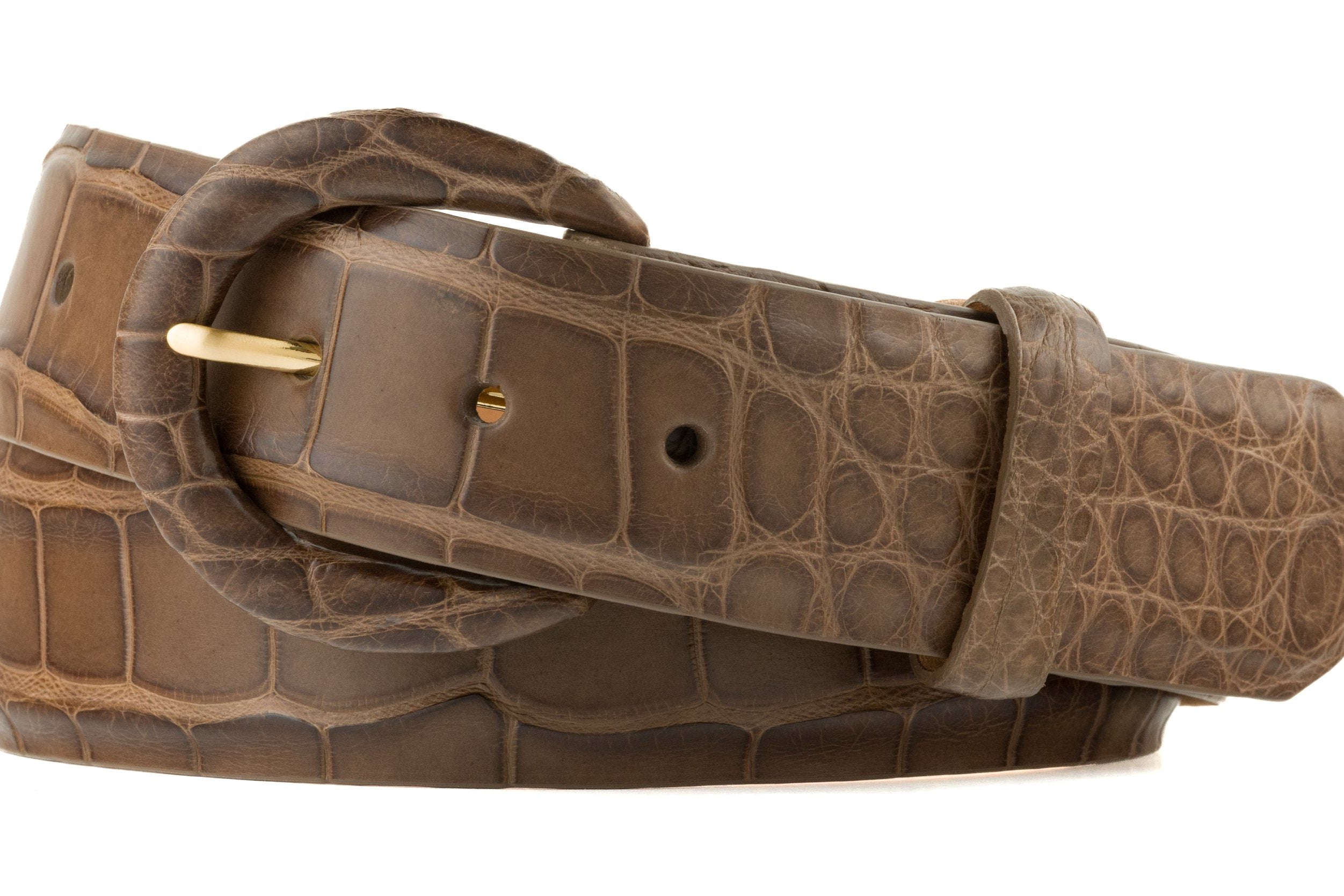 1-1/2" Matte Alligator Belt with Covered Crescent Buckle - Miller