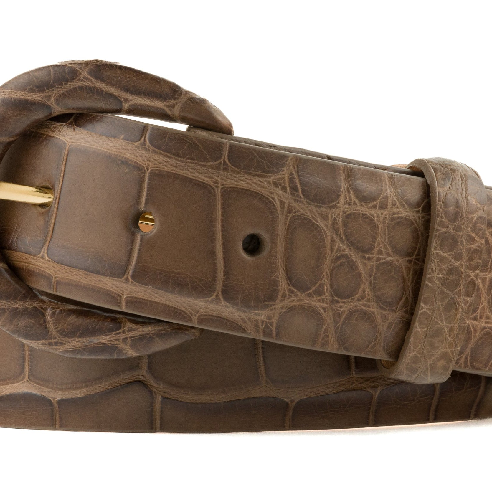1-1/2" Matte Alligator Belt with Covered Crescent Buckle - Miller