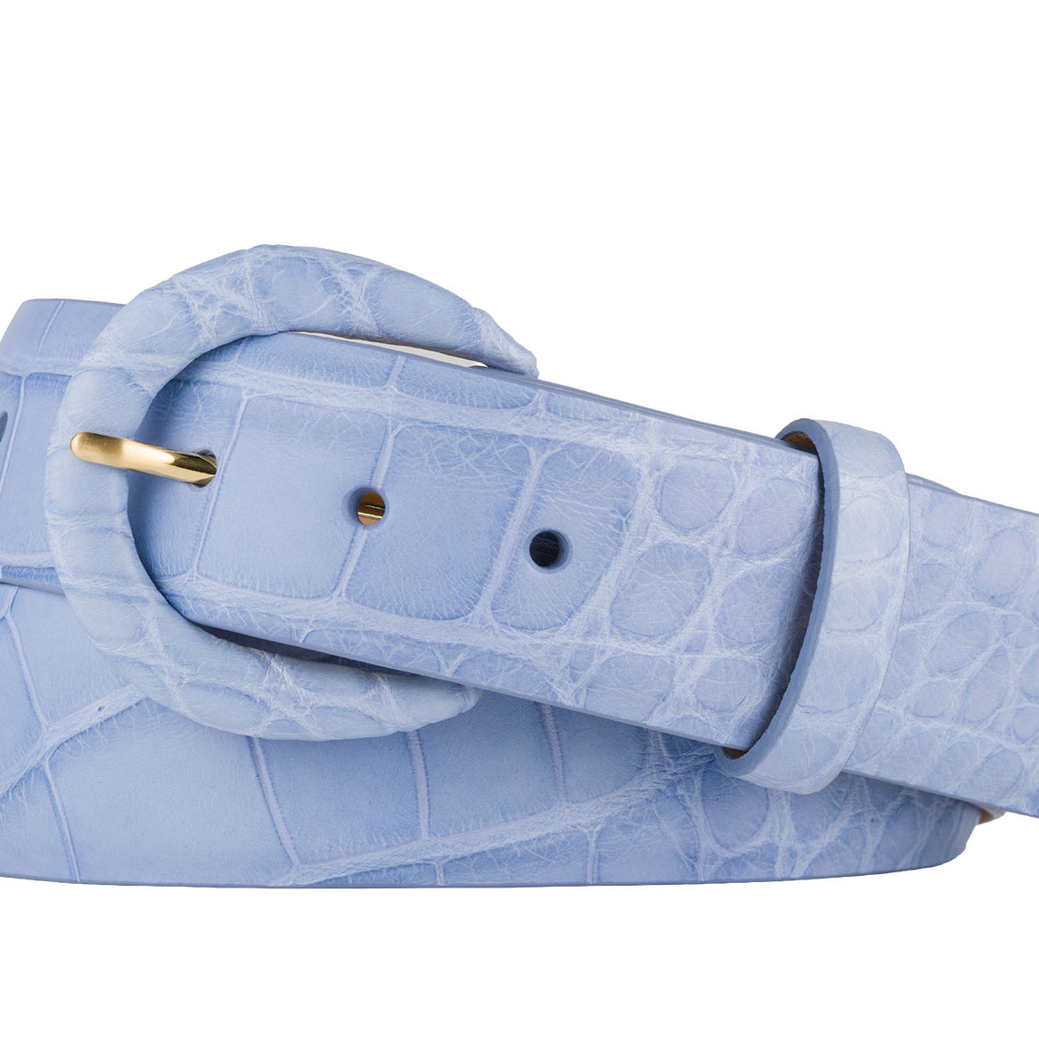 1-1/2" Matte Alligator Belt with Covered Crescent Buckle