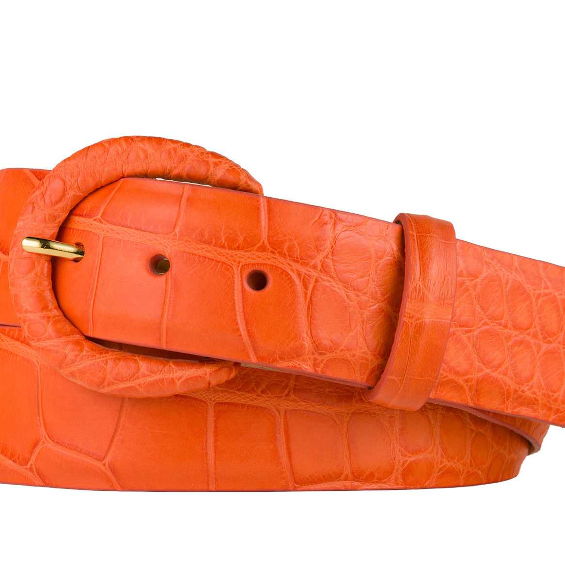 1-1/2" Matte Alligator Belt with Covered Crescent Buckle