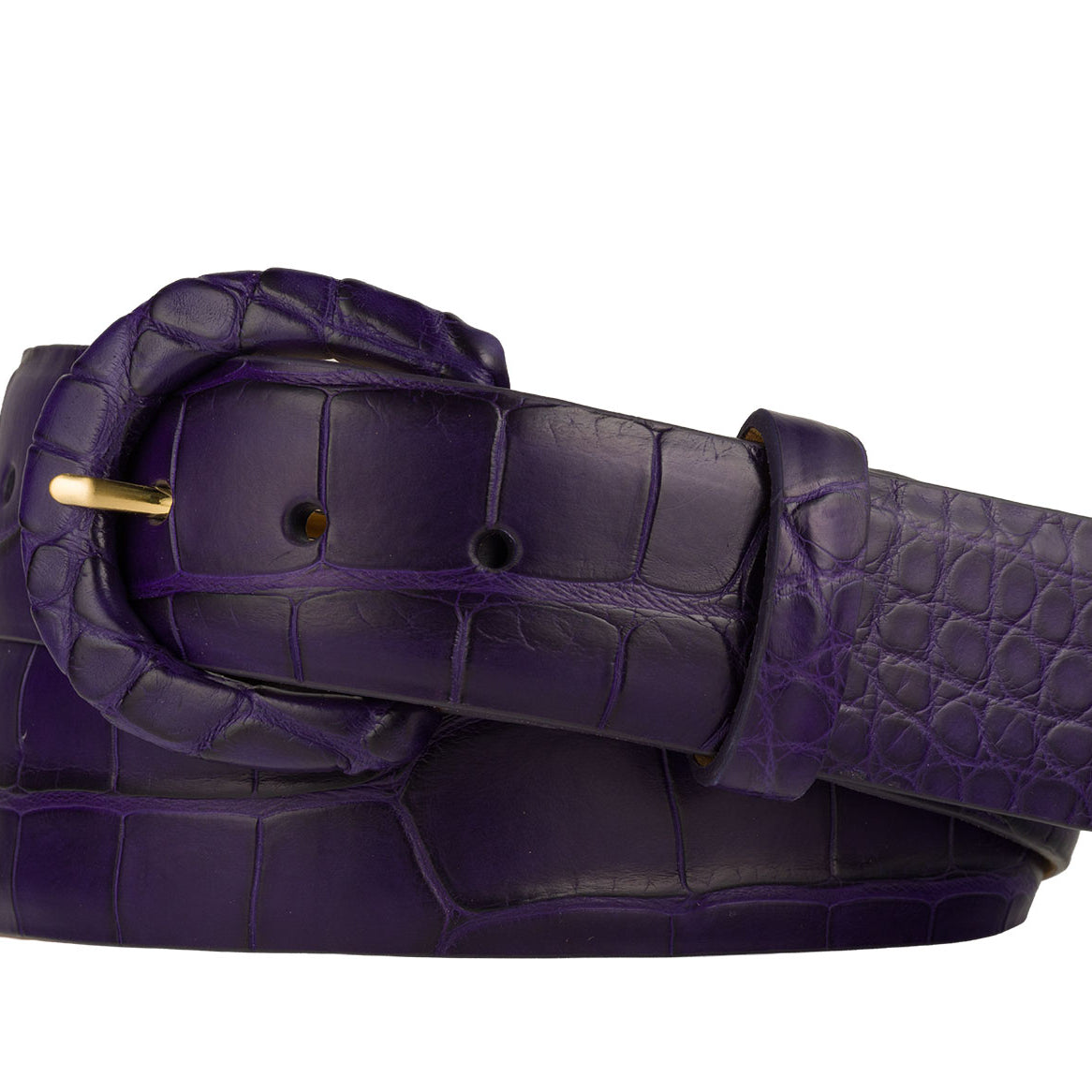 1-1/2" Matte Alligator Belt with Covered Crescent Buckle