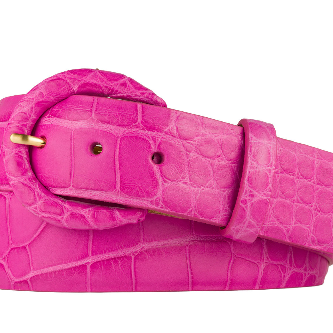 1-1/2" Matte Alligator Belt with Covered Crescent Buckle