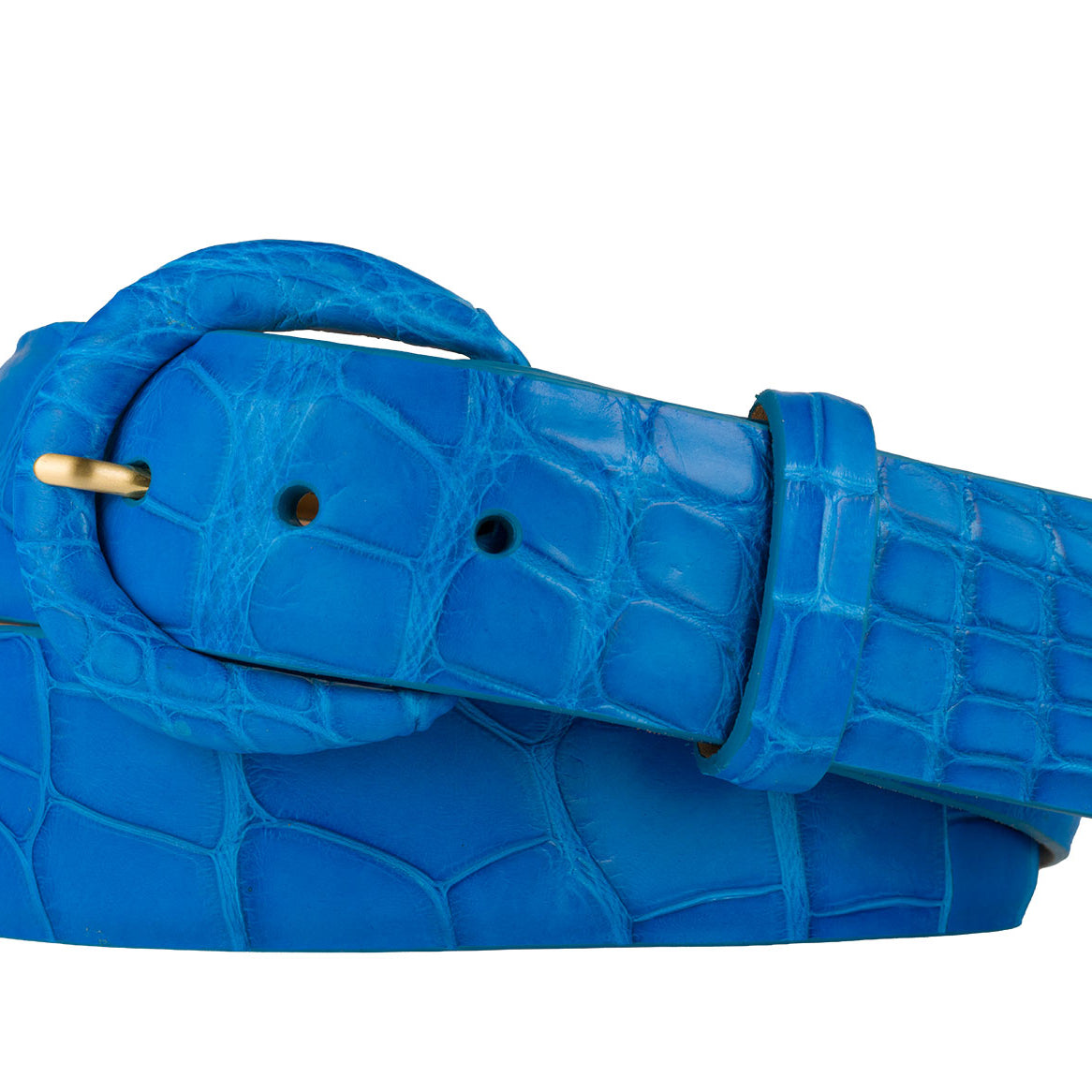 1-1/2" Matte Alligator Belt with Covered Crescent Buckle