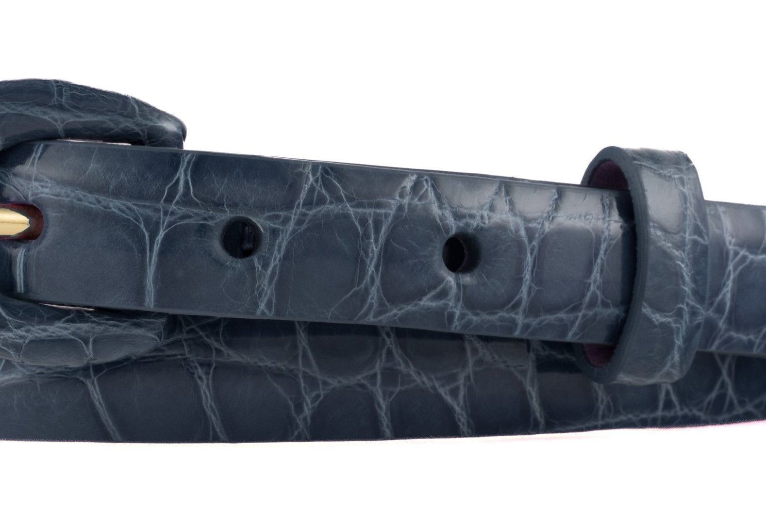 5/8" Glazed Alligator Belt with Covered Crescent Buckle - Ocean Blue