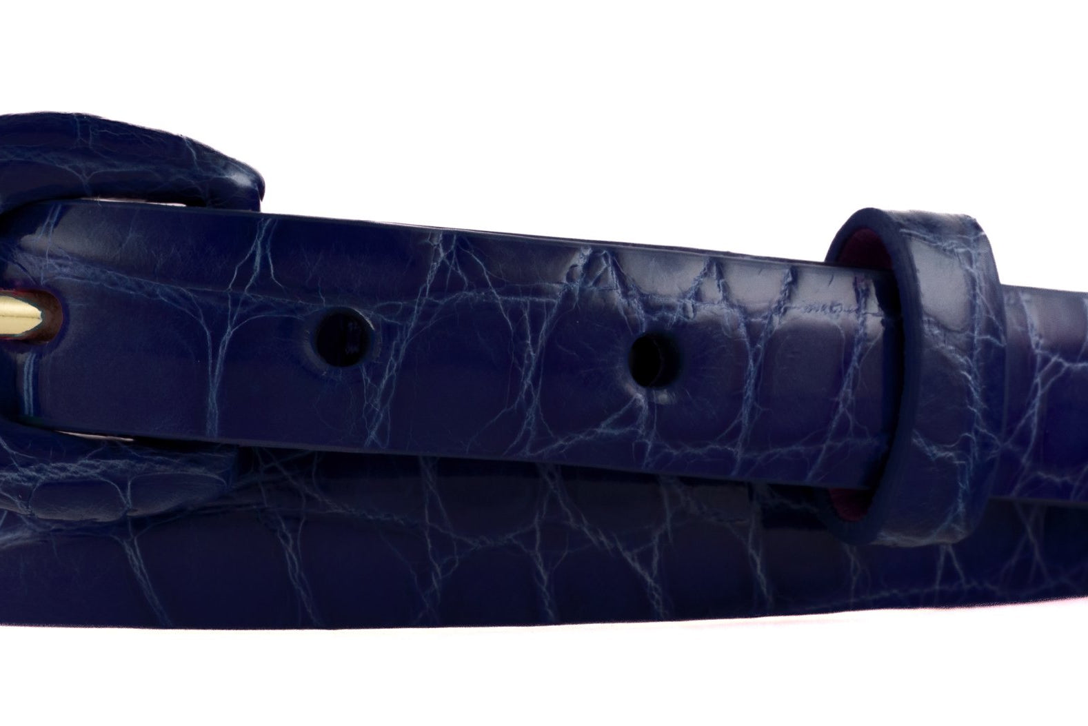 5/8" Glazed Alligator Belt with Covered Crescent Buckle - Royal Blue