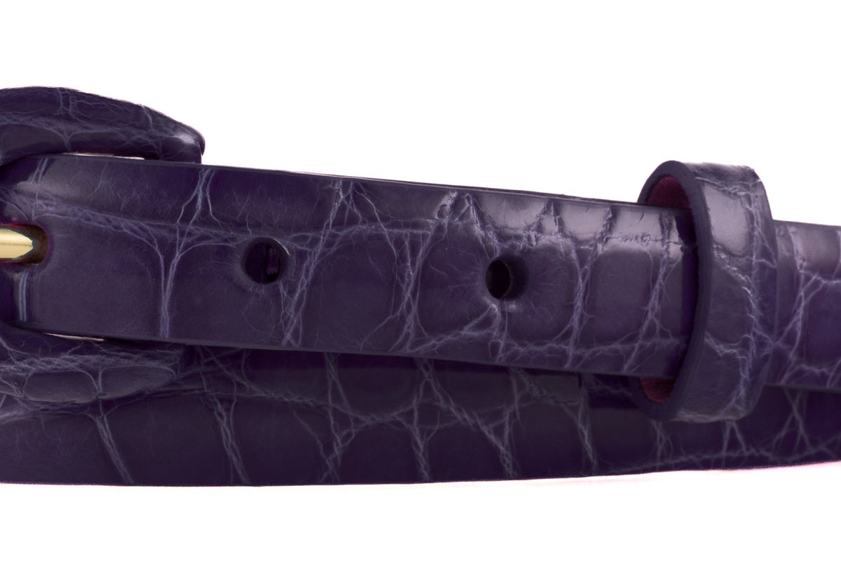 5/8" Glazed Alligator Belt with Covered Crescent Buckle - Violet
