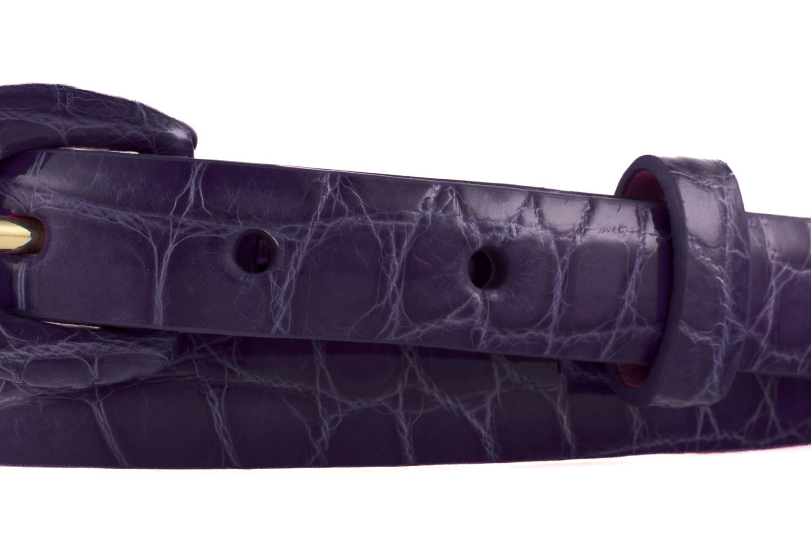 5/8" Glazed Alligator Belt with Covered Crescent Buckle - Violet