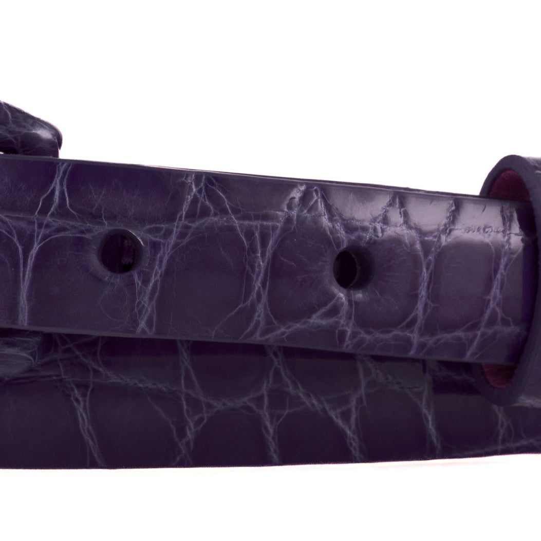 5/8" Glazed Alligator Belt with Covered Crescent Buckle - Violet