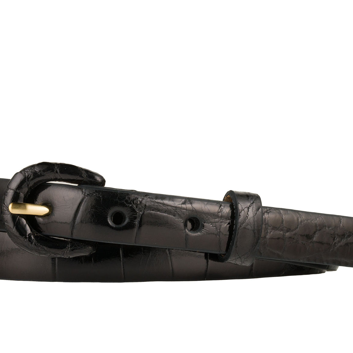5/8" Glazed Alligator Belt with Covered Crescent Buckle