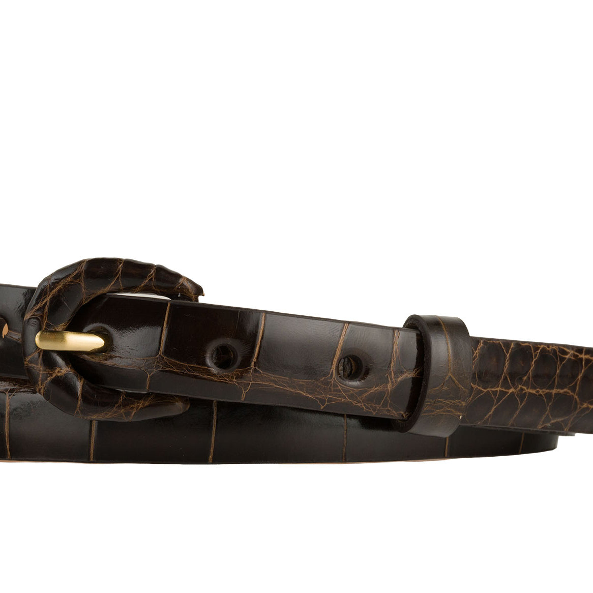 5/8" Glazed Alligator Belt with Covered Crescent Buckle