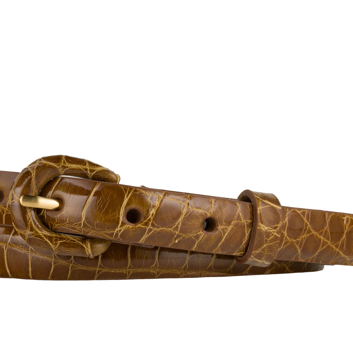 5/8" Glazed Alligator Belt with Covered Crescent Buckle