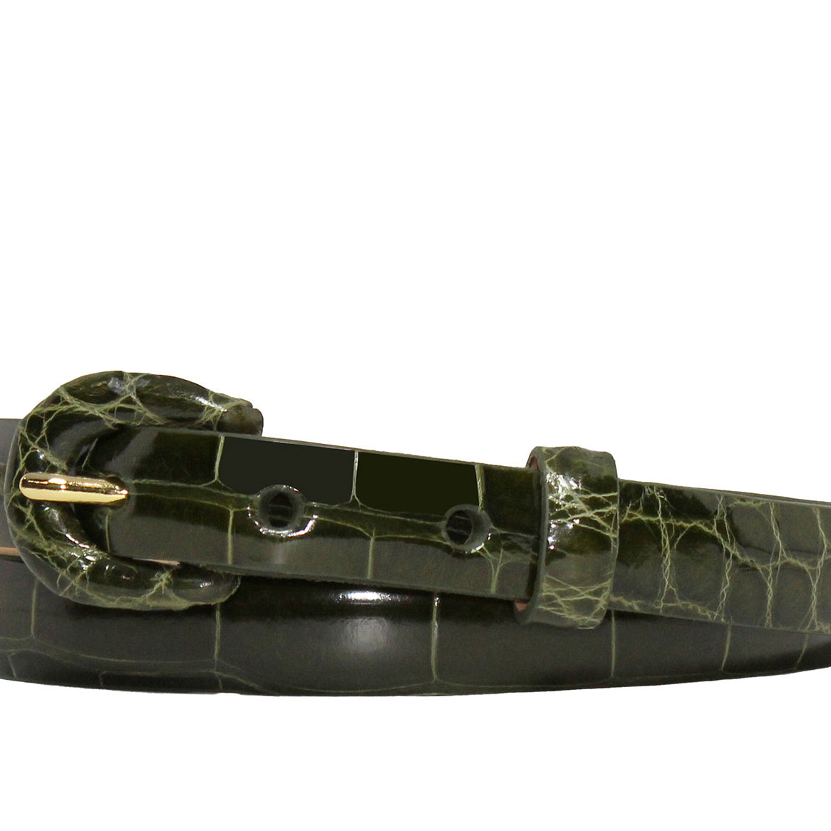 5/8" Glazed Alligator Belt with Covered Crescent Buckle
