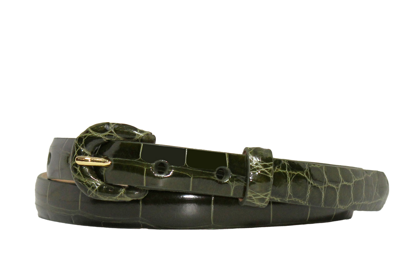 5/8" Glazed Alligator Belt with Covered Crescent Buckle