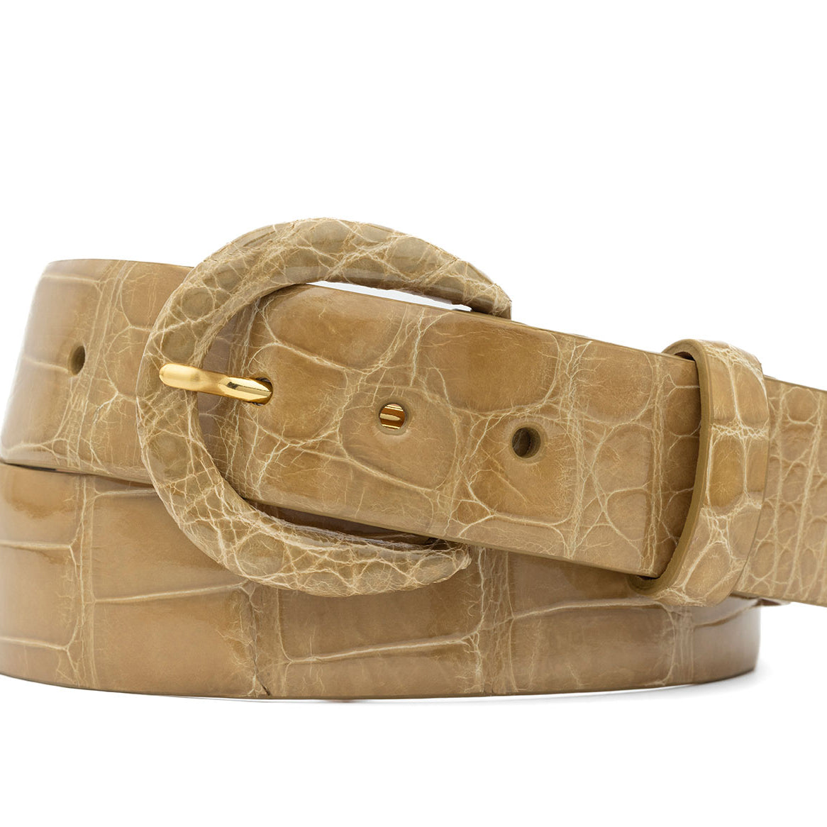 1-1/2" Glazed Alligator Belt with Covered Crescent Buckle
