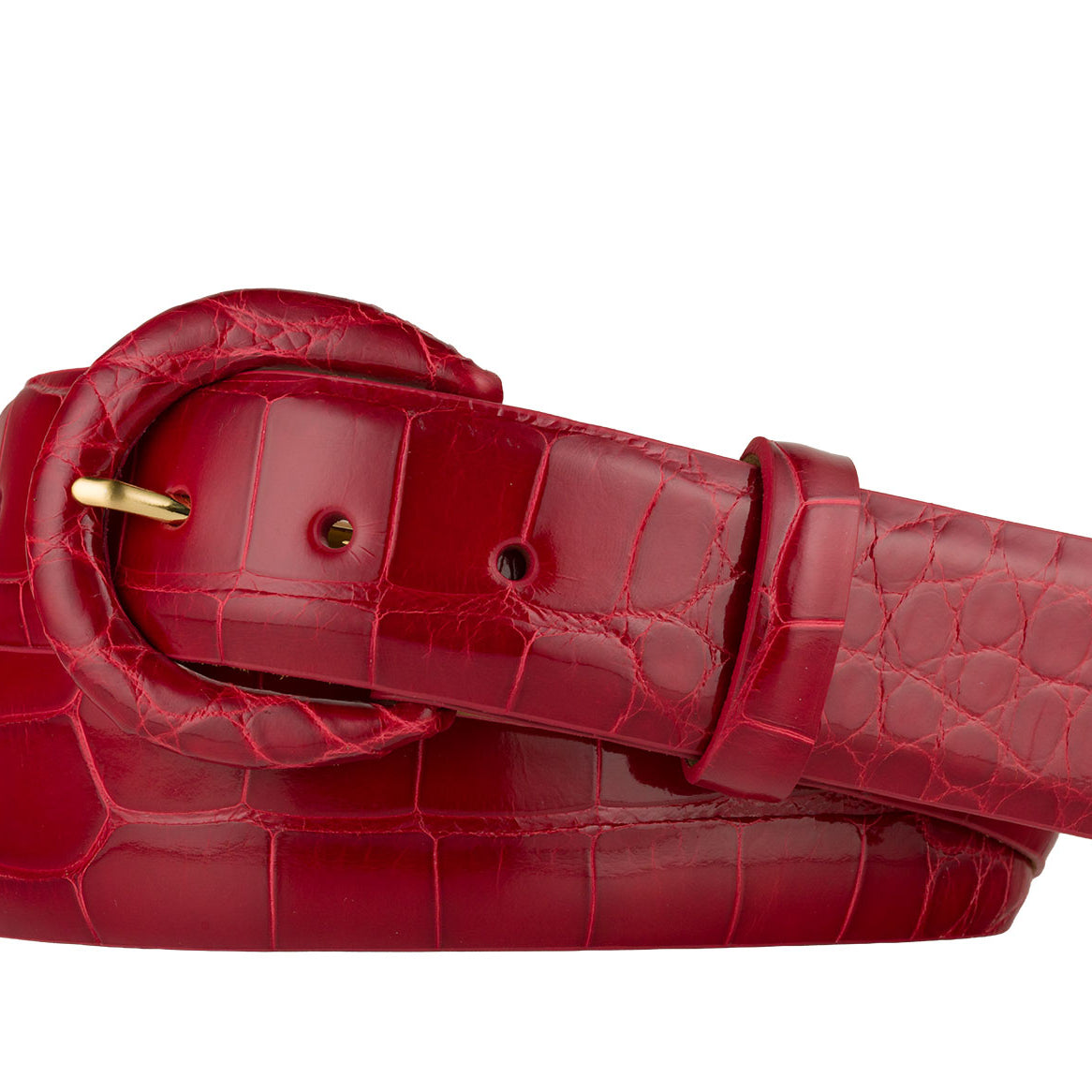1-1/2" Glazed Alligator Belt with Covered Crescent Buckle