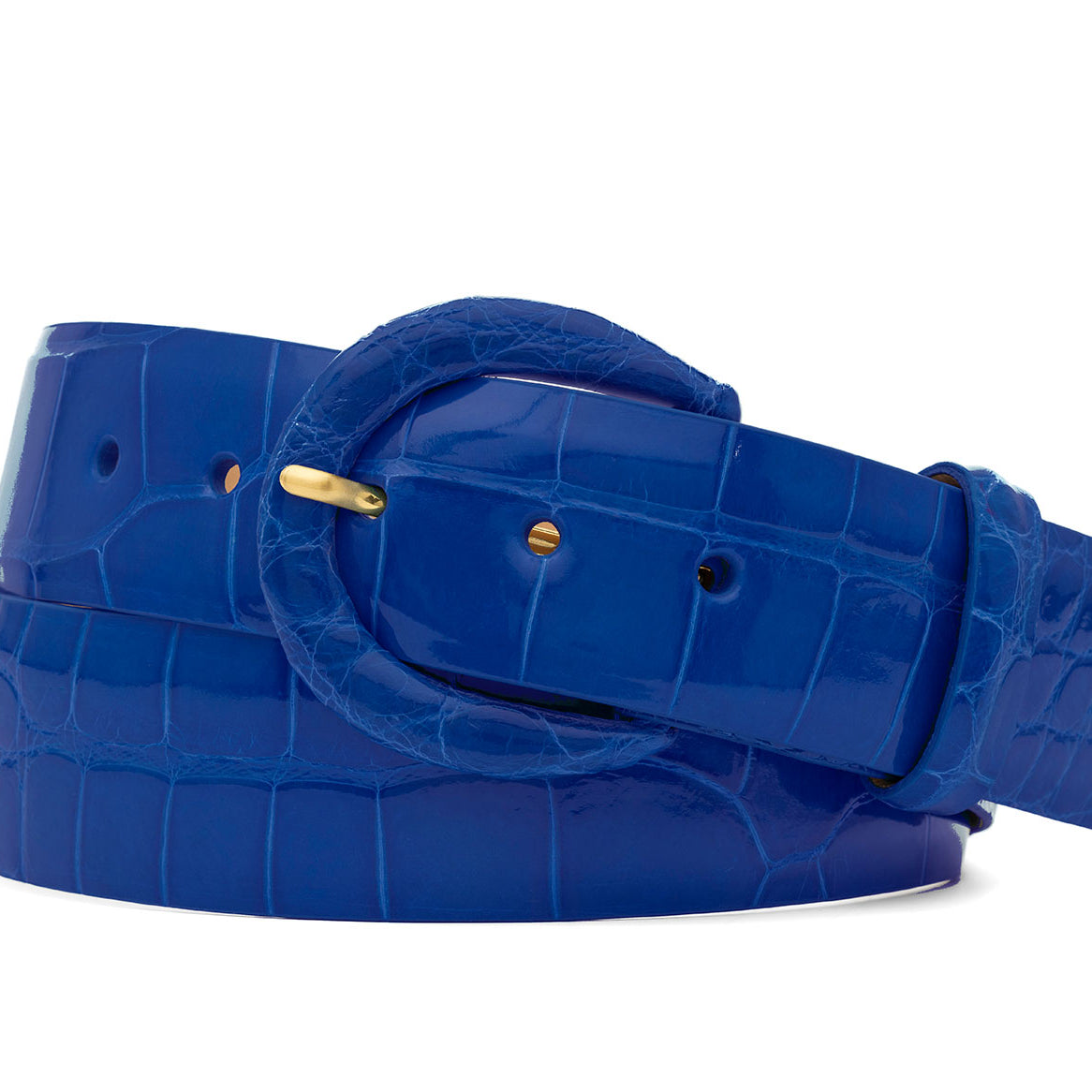 1-1/2" Glazed Alligator Belt with Covered Crescent Buckle