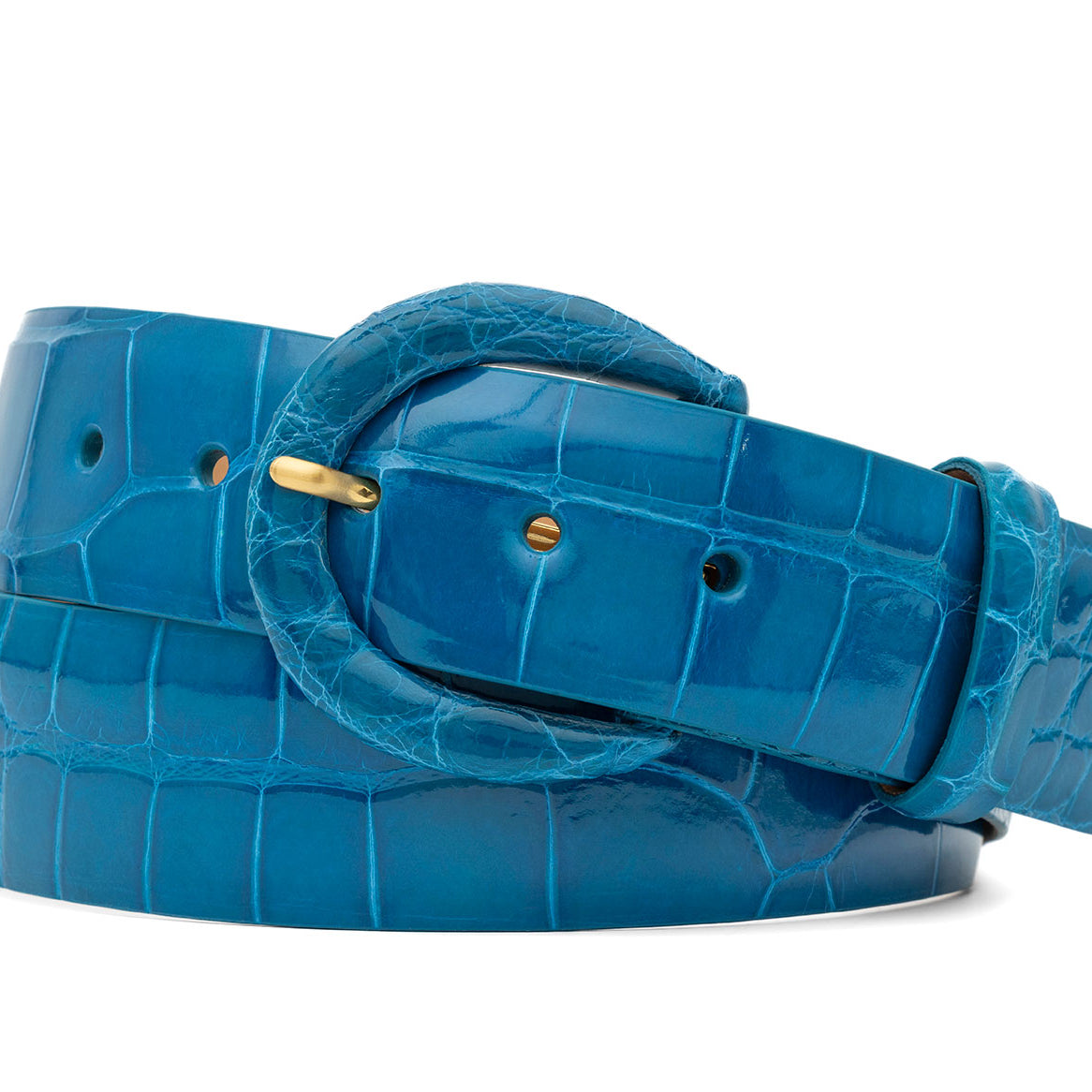 1-1/2" Glazed Alligator Belt with Covered Crescent Buckle
