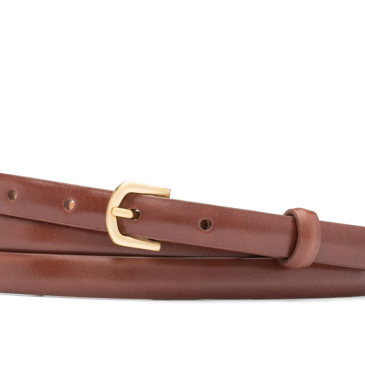 Double-Wrap Calf Belt with Brushed Gold Buckle