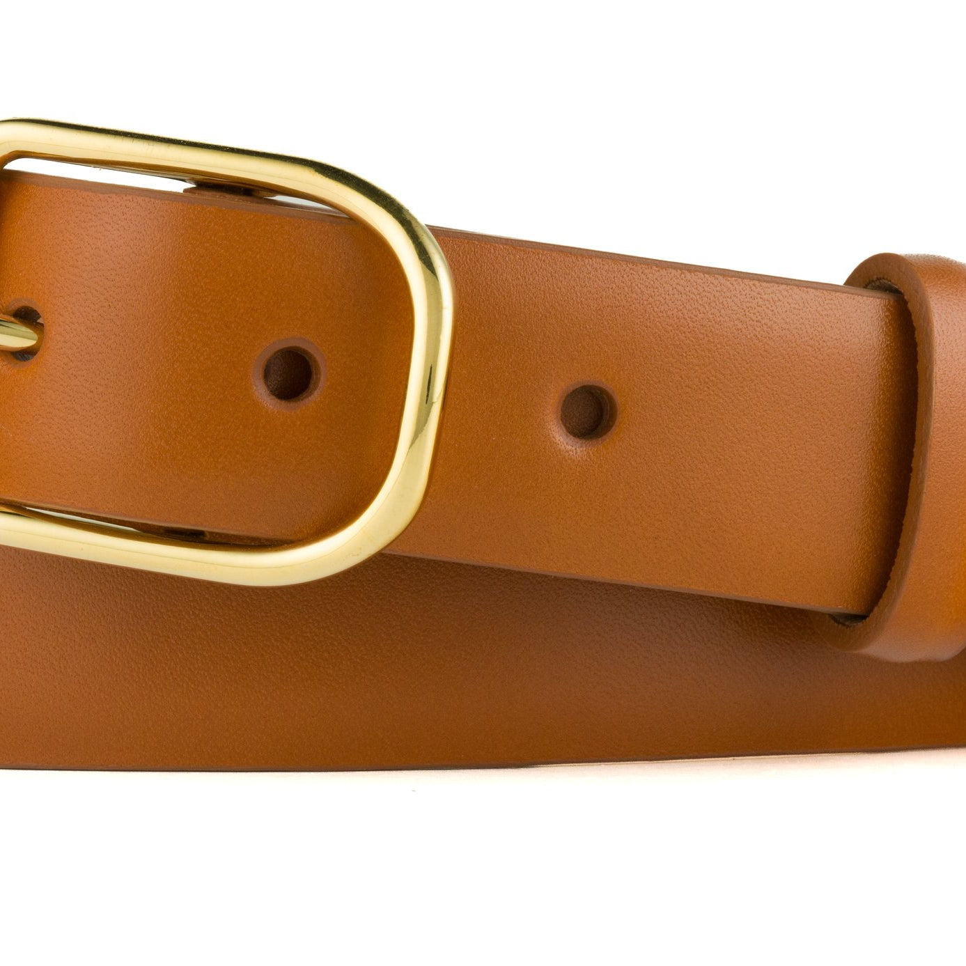 Glazed Calf Belt with Nickel Stirrup Buckle - Cognac