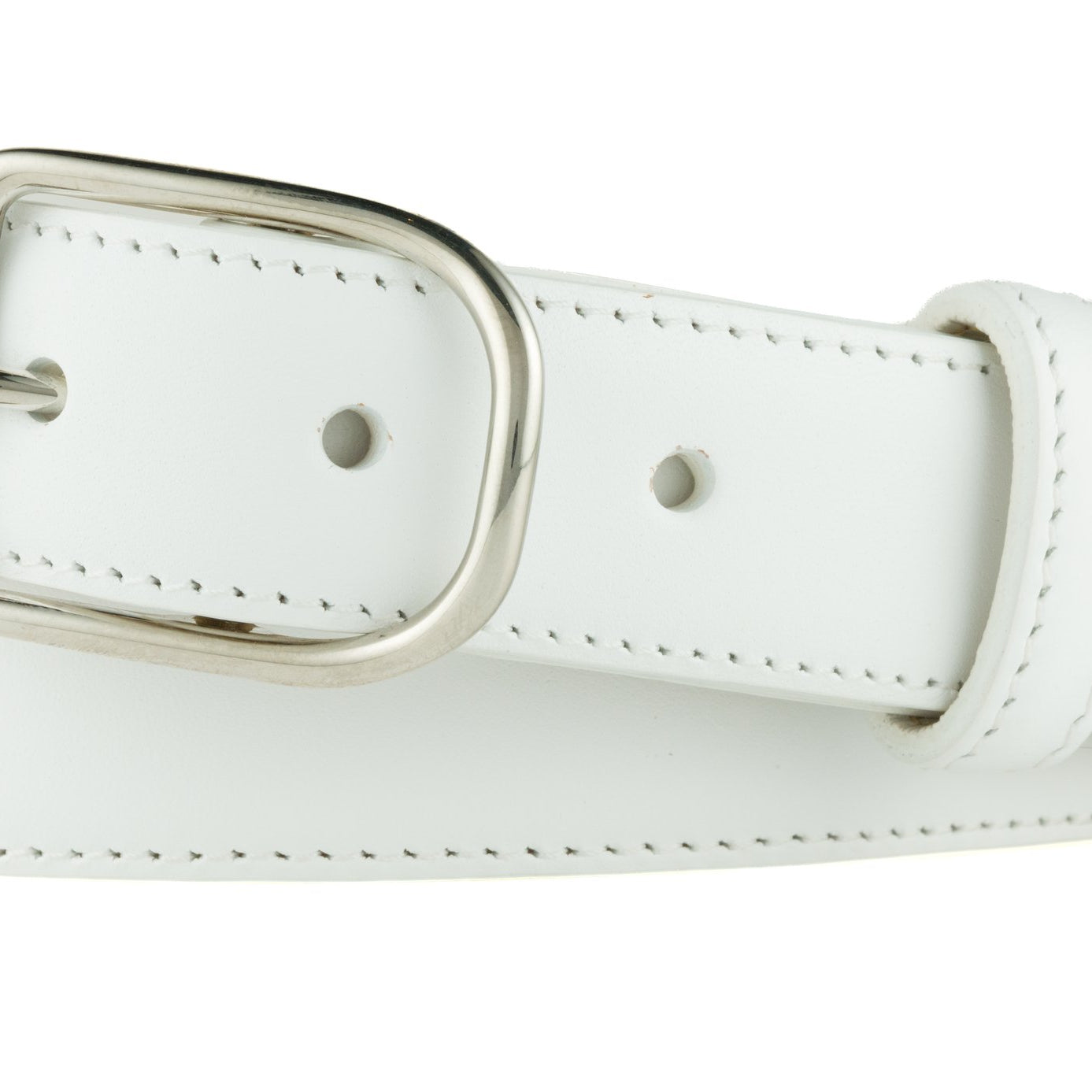 Glazed Calf Belt with Nickel Stirrup Buckle - White