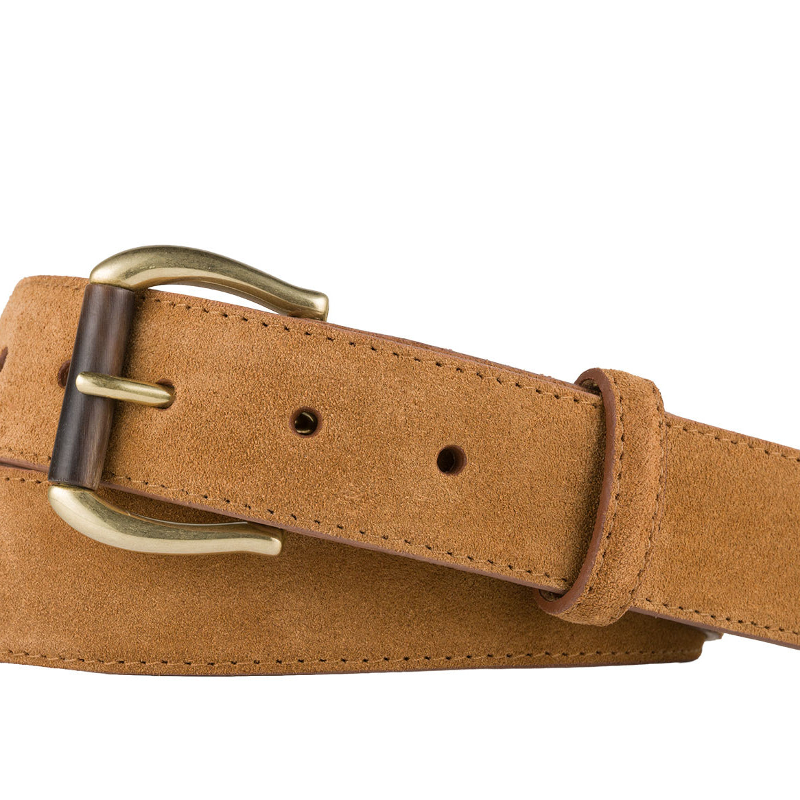 Suede Calf Belt with Horn Roller Buckle