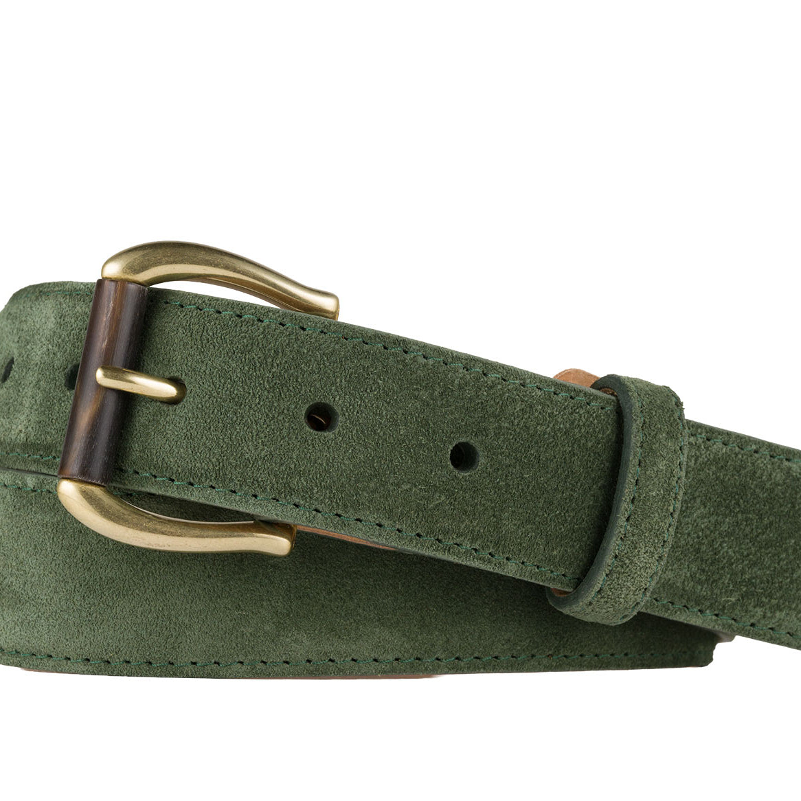 Suede Calf Belt with Horn Roller Buckle